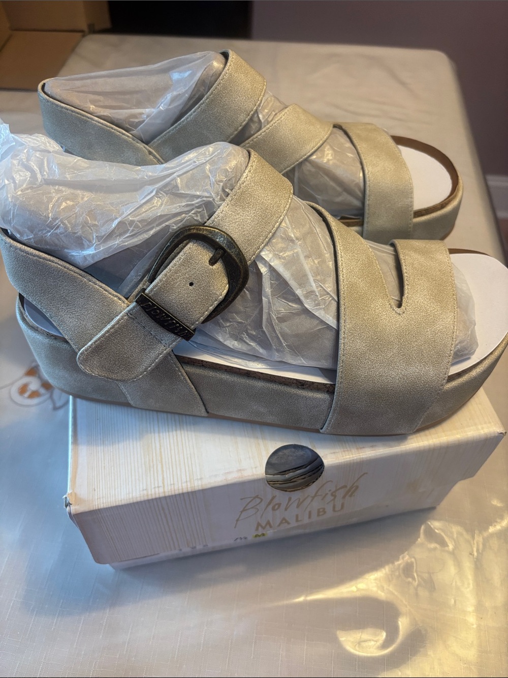 Blowfish Metallic Gold Strappy Platform Sandals